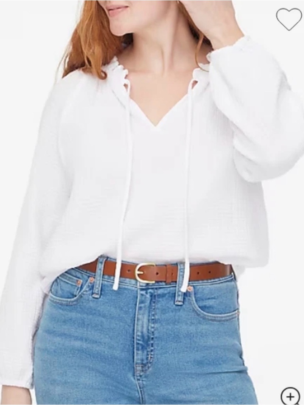 J.Crew New Womens Long Sleeve Gauze Tie Neck Top White Size S NWT